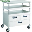 トラスコ ツールワゴン フェニックスワゴン 抗菌 省音 750X500XH880 引出 天板付 ホワイト (1台) 品番:PEW-972VWT-W