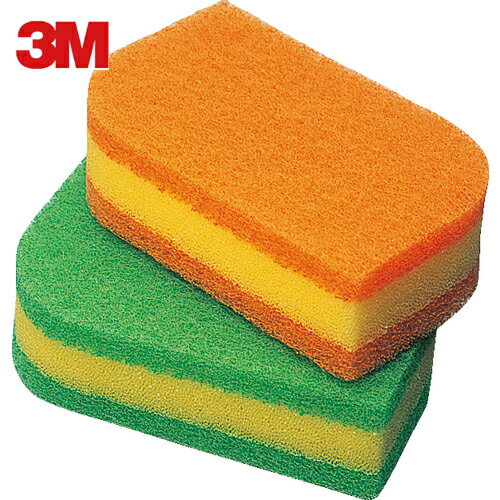 3M スリーエム スコッチ・ブライト 抗菌ウレタンスポンジたわし（リーフ型） オレンジ (1Pk) 品番：SS-72KE