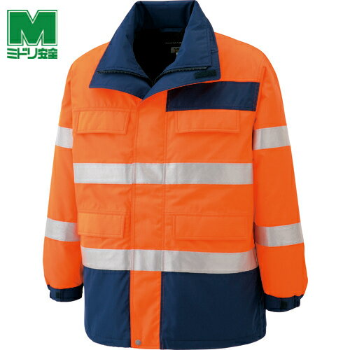 ミドリ安全 高視認性 防水帯電防止防寒コート オレンジ LL (1着) 品番:SE1125-UE-LL