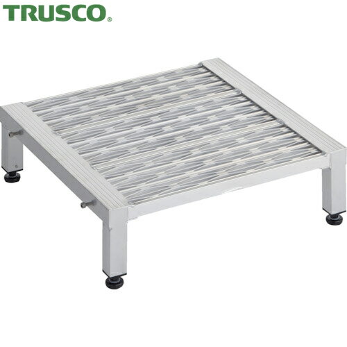 トラスコ TRUSCO 高床式アルミ製ステップ グレーチング仕様 600×600×H190～220 (1台) 品番：TFSGH-0660AL