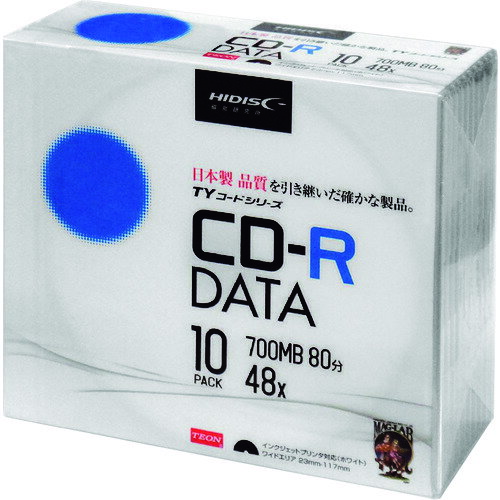 ハイディスク CD-R 10枚スリムケース入り (1Pk) 品番：TYCR80YP10SC
