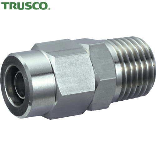 TRUSCO(トラスコ) SUSメイルコネクタ 適用チューブ径4X2 ねじR1/4 (1個) 品番：TS4-02M