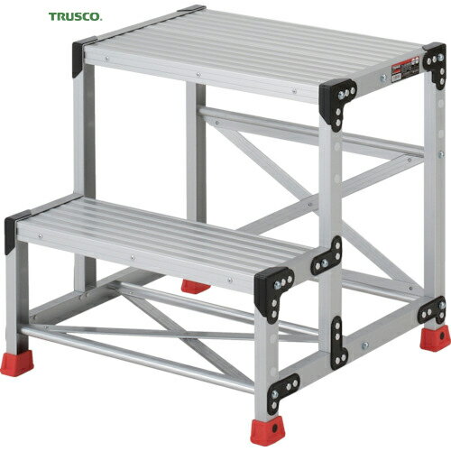 TRUSCO(トラスコ) 作業用踏台 アルミ製・高強度タイプ 2段 (1台) 品番：TSF-266
