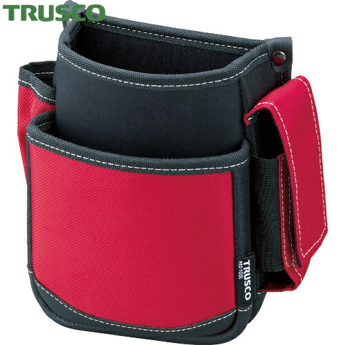 トラスコ TRUSCO 腰道具袋 腰袋 2段 携帯電話ホルダー付き レッド (1個) 品番：TWP2-R