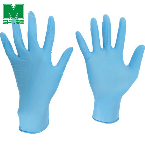 ミドリ安全 作業手袋 ニトリル使い捨て手袋 極薄 粉なし 青 SS （100枚入） (1箱) 品番：VERTE-710-N-SS