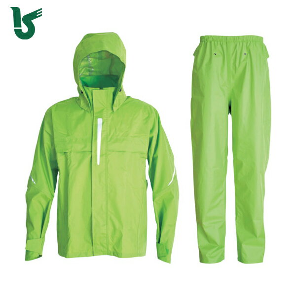 カジメイク 雨具 合羽 カッパ レインスーツ 3450 オールマインド360° ライム LL (1着) 品番：3450-84-LL