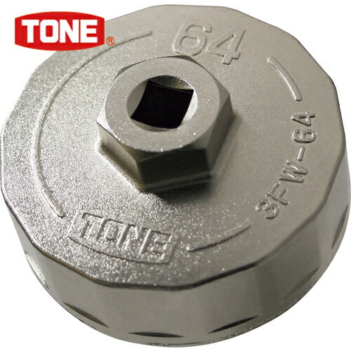 TONE(トネ) オイルフィルターレンチ 14角 外径72mm 全高35mm 差込角9.5mm (1個) 品番：3FW-64