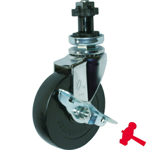 ハンマーキャスター パイプ差込み旋回式ゴム車輪(スチールホイール)125mm φ38用 ストッパー付 (1個) 品番：4152EN-R125