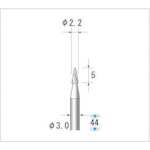 ナカニシ チタンコート超硬カッター テーパー先丸型 ダブルカット φ2.2×5×軸φ3 14° (1本) 品番:21251
