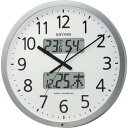 RHYTHM リズム 電波 壁掛け時計 最大24回/日 プログラムチャイム 温湿度計付き カレンダー シルバー φ380x57 (1個) 品番:4FN403SR19(3)