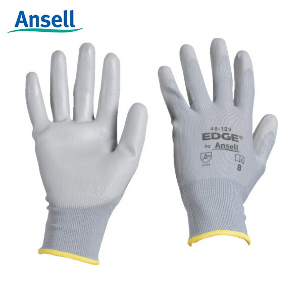 アンセル Ansell ウレタン背抜手袋 エッジ 48-129 グレー Sサイズ (1双) 品番:48-129-7 作業用手袋 すべり止め ウレタン 背抜き 手...
