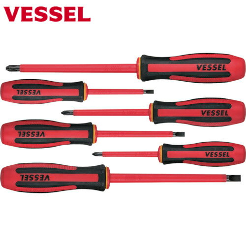 ベッセル VESSEL メガドラ絶縁ドライバー6本組 (1S) 品番：9606PS