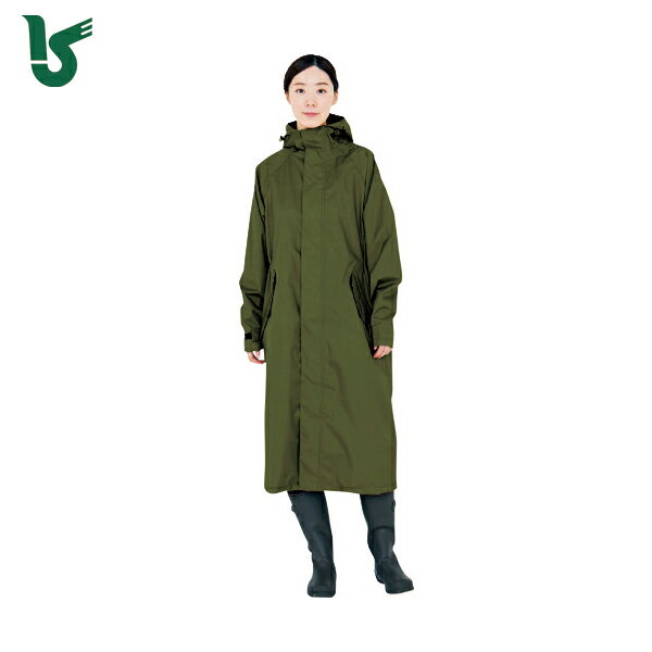 カジメイク 雨具 合羽 カッパ レインスーツ 7440 サイクルモードレインコート オリーブ L (1着) 品番:7440-58-L