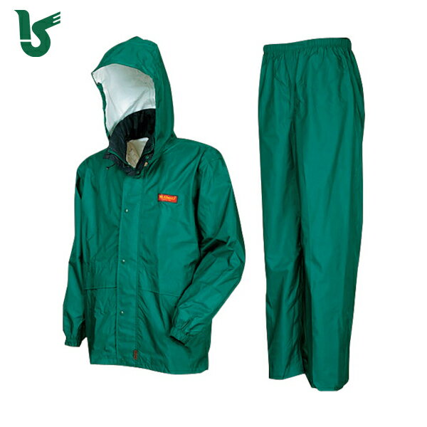 カジメイク 雨具 合羽 カッパ エントラントレインスーツ グリーン L (1着) 品番:7200-56-L