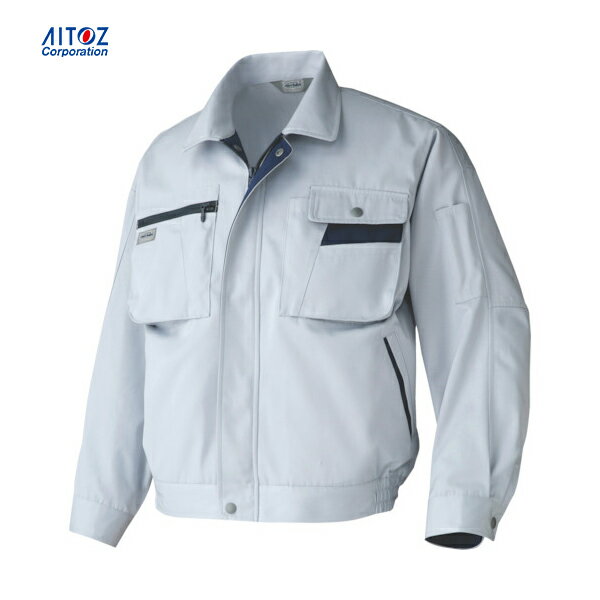 アイトス ムービンカット 長袖ブルゾン シルバーグレー×ネイビー 3L (1着) 品番：AZ-6321-003-3L