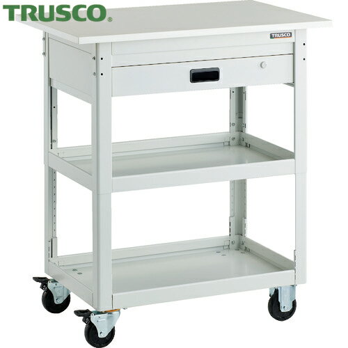 トラスコ TRUSCO ツールワゴン ドルフィン 高さ調節式 天板付 900X600 1段引出 ホワイト (1台) 品番：D..