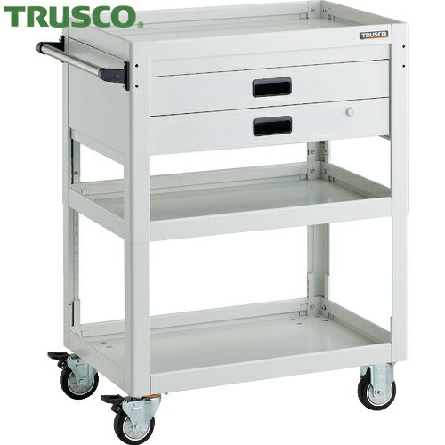 トラスコ TRUSCO ツールワゴン ドルフィン 高さ調節式 750X500 2段引出 ホワイト ウレタン車輪 (1台) ..