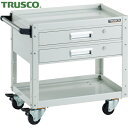 トラスコ TRUSCO ツールワゴン イーグルワゴン 600X400 引出2段付 4輪自在 ホワイト (1台) 品番:EGW-662V2J-W