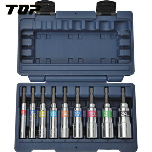 TOP トップ工業 電動ドリル用強軸ソケットセット (1個) 品番：ETS-824S