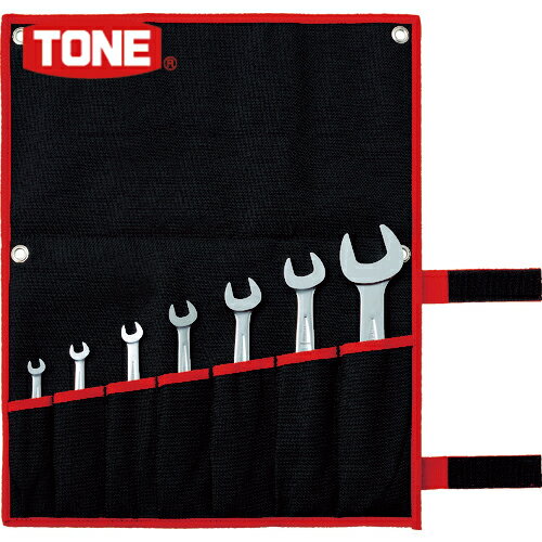 TONE トネ 両口スパナセット 7本組 メッキ処理 1300g (1S) 品番：DS700