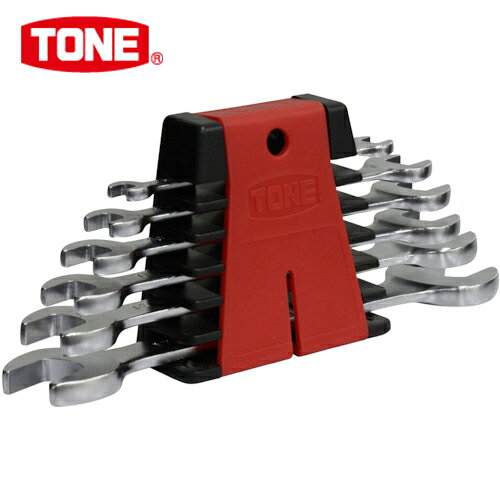 TONE トネ 両口スパナセット 6本組 メッキ処理 810g (1S) 品番：DS601P