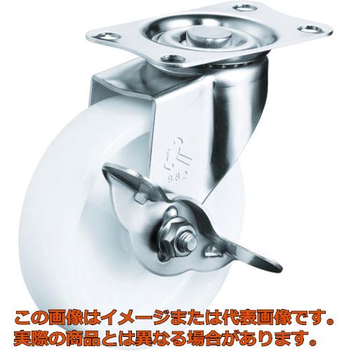 乐天商城 - ハンマー　Eシリーズオールステンレス　旋回式ナイロン車輪　100mm　ストッパー付