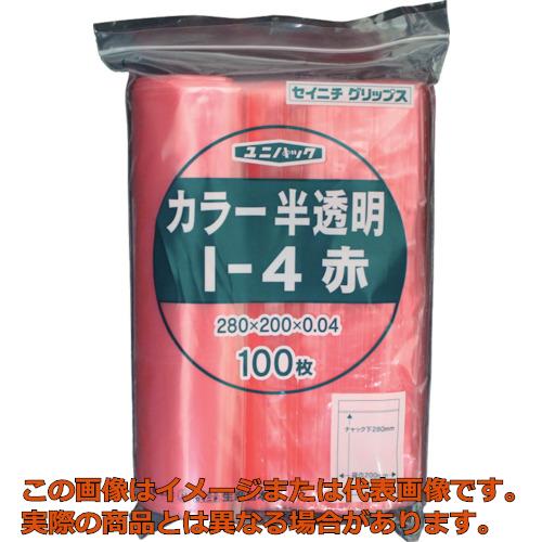 セイニチ　チャック付ポリ袋　ユニパック　I−4　半透明赤　縦280×横200×厚さ0．04mm　100枚入