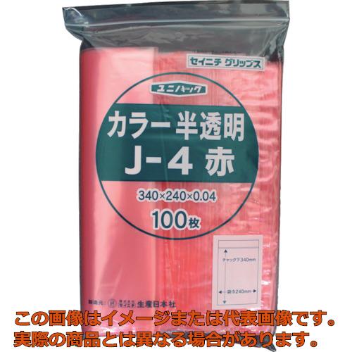 セイニチ　チャック付ポリ袋　ユニパック　J−4　半透明赤　縦340×横240×厚さ0．04mm　100枚入