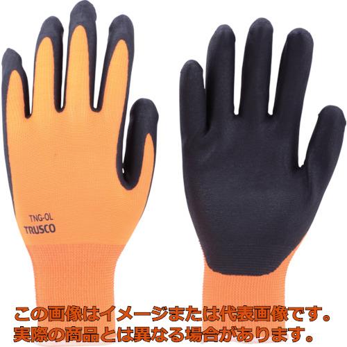 TRUSCO　液晶対応すべり止め付ニトリル手袋　オレンジ　M