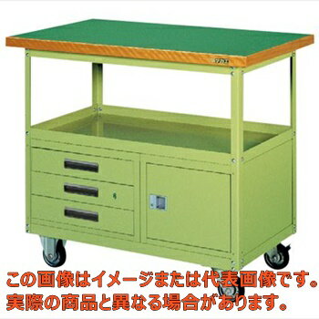 移動作業車（下段3段引出し・ロッカー付）　SKR−300【代引不可・配送日時指定不可・個人宅不可】