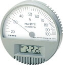 ●湿度センサーに毛髪、温度センサーにサーミスタを採用して高信頼性を目指してつくられた温湿度計です。●環境実験室、薬品保管庫、半導体、LSIの生産工場など。●測定温度範囲(℃):0〜50●測定湿度範囲(%RH):20〜100●測定精度:±1℃(0〜40℃、その他は±2℃)/±4%RH(at15〜25℃、40〜80%RH)●測定項目:温度、湿度●電源:単3乾電池（R6P）×1本（付属）●直径×厚み:135×33mm●温度最小表示:0.1℃●湿度最小表示:2%RH