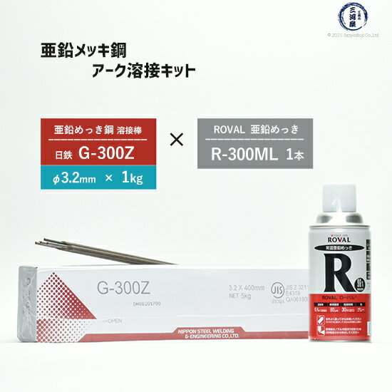 亜鉛メッキ 鋼用 アーク 溶接 キット G-300Z R-300ML 溶接棒 G-300Z 線径 3.2mm 1kg ローバルスプレー R-300ML 1本 1セット