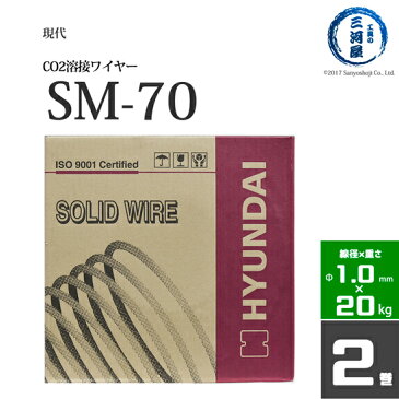 現代(ヒュンダイ) 低電流薄板用溶接ワイヤSM-70(SM70) 線径1.0mm 20kg/巻 お得な2個セット【あす楽】