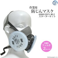 作業用保護具セット(保護メガネ+取替え式防じんマスク6000/2071-RL2マスクスターターキットMサイズ)交換フィルタ付