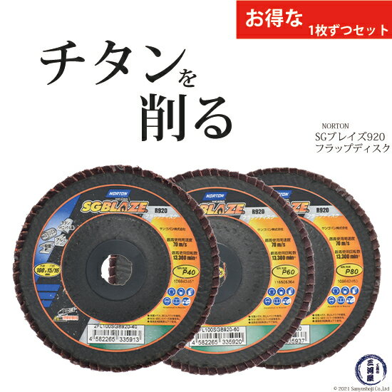 ノートン ( NORTON )　研削 砥石 　2FL100SGB920-40・2FL100SGB920-60・2FL100SGB920-80　チタン など難削材用 SGブレイズ920 ♯40 ♯60 ♯80 ばら売り 各1枚セット
