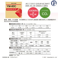 日鉄溶接工業590MPa級高張力鋼溶接用溶接ワイヤYM-60Cの仕様