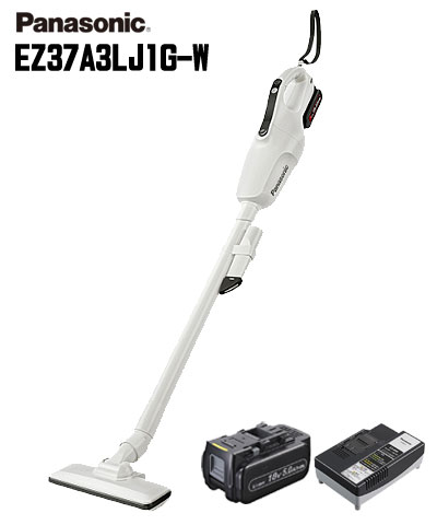 ☆Panasonic/パナソニック　EZ37A3LJ1G-W　コードレスクリーナー　白（ホワイト）　18V　5.0Ah電池・急速充電器付　工事用充電クリーナー　掃除機