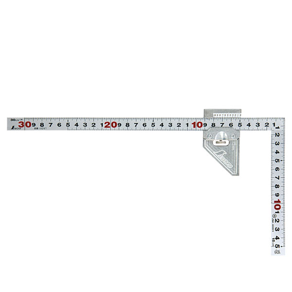 ☆シンワ　12483　曲尺平ぴた シルバー 30cm 表裏同目曲尺用ストッパー金属製付JIS