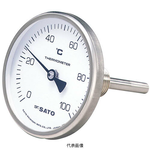 ☆佐藤/SATO バイメタル温度計 BM-T-75S (0〜100℃, L 100mm, R(PT) 1/2) (2110-22)