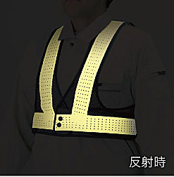 【代引き不可】☆ユニット　HO-614　風抜けメッシュショートベスト　紺×黄反射　メ...