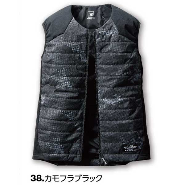 ☆BURTLE/バートル　3214　ブラック(35)　カモフラブラック(38)　M・L・XLサイズ　ストレッチ軽防寒ベスト サーモクラフト対応(男女兼用)　　[秋冬用]　【返品交換不可】