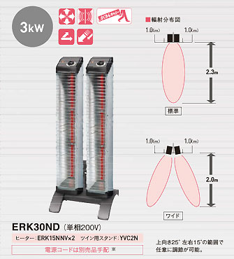 【代引き不可】☆ダイキン　ERK30ND　遠赤外線セラムヒート（ツインタイプ　縦型）...
