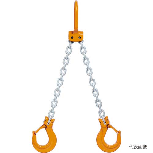 【特長】 ●フックの開口寸法が広く玉掛け作業が楽です ●「プラスV級」ロードチェーン採用でより安全になりました（安全率5倍以上） ●過酷な使用条件にも強い特殊表面処理チェーンの採用で長寿命化を実現しました 【仕様】 ●ラッチ付 ●揚程増しも可能です ●吊り角度は60゜以内で使用して下さい ●基本使用荷重(t)：1.7 ●チェーン線径(mm)：6.3 ●有効長l(m)：1.5 ●タイプ：2本吊り ●マスターリンク寸法(mm)a：60 ●マスターリンク寸法(mm)b：15 ●スリングフック寸法(mm)c：29.5 ●スリングフック寸法(mm)d：43 ●スリングフック寸法(mm)e：22 ●スリングフック寸法(mm)f：16 ●スリングフック寸法(mm)g：88.0 ●質量：4.2kg ●材質：スチール ※品番clickでページ移動します 品番 使用荷重(t) タイプ 1-S-H-5 0.5 1本吊り 1-S-H-6.3 1 2-W-H-5 0.8 2本吊り 2-W-H-6.3 1.7 4-T-H-5 1.2 4本吊り 4-T-H-6.3 2.5