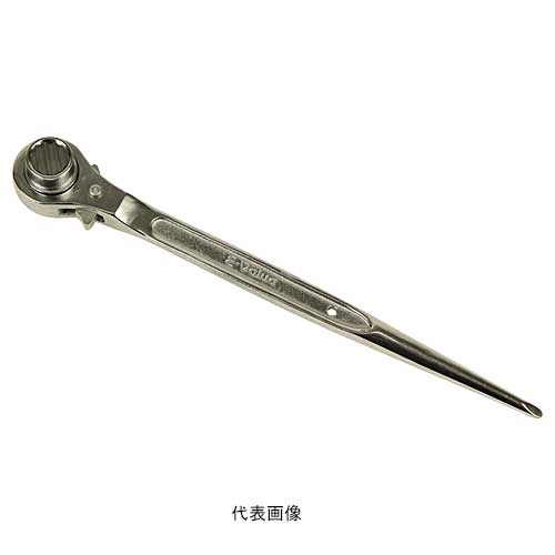 【特長】 ●クロームメッキのきれいな仕上げです ●破断荷重400Nm以上で耐久性に優れます 【用途】 ●建築工事の足場の組み立て・解体 【仕様】 ●サイズ：19×21 ●ロング ●硬度：HRC45～48 ●クロームメッキ仕上げ ●商品サイズ：幅40×高さ310×奥行き50mm ●重量：470g 【納期】 メーカーに在庫があれば、納期約3〜5日(営業日)で出荷いたします。 画像clickで各商品販売ページに進みます 両口ラチェットレンチ ERS-1719 ERS-1721 ERS-1921 ERL-1719 ERL-1721 ERL-1921