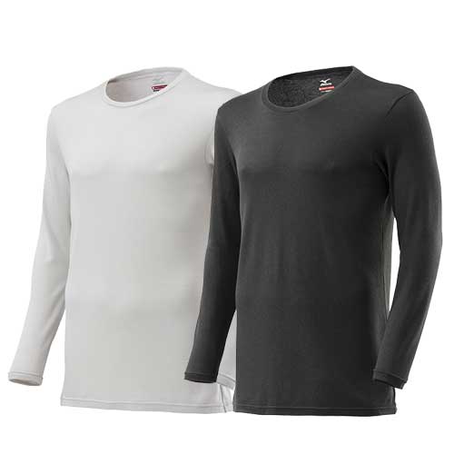 ☆ミズノ/MIZUNO C2JAA621 ブレスサーモアンダーウエア 中厚ソフト for Daily クルーネック長袖シャツ ブラック(09) ベイパーシルバー(04) S・M・L・LLサイズ メンズ 発熱素材 ☆ミズノ/MIZUNO C2JAA621 ブレスサーモアンダーウエア 中厚ソフト for Daily クルーネック長袖シャツ ブラック(09) ベイパーシルバー(04) S・M・L・LLサイズ メンズ 発熱素材