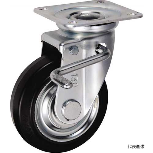 ☆ウカイ/岐阜産研　SJB-130　JB型　中荷重用旋回キャスター　ストッパー付　鋼板製ゴム車輪