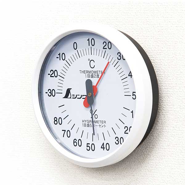 工具ショップの☆シンワ　72665　温湿度計　Uー1　丸型　10cm　ホワイト　熱中症対策｜アングル2