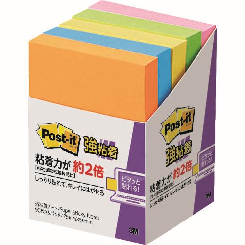 【特長】 ●約2倍の粘着力（3M通常粘着比）で、パソコンや電話、キャビネットなどの樹脂面や垂直面など、つきにくかった場所にもしっかり貼れてはがれにくい製品です。 ●粘着力が通常の約2倍（3M通常粘着製品比）で、目にとまりやすいネオンカラーです。 ●樹脂製品などはがれやすかった場所にもしっかり貼れます。 【仕様】 ●色：オレンジ・エレクトリックブルー・ウルトライエロー・ライム・ローズ ●縦(mm)：75 ●横(mm)：50 ●パック入数：90枚×5冊 ●質量:139g 【材質／仕上げ】 ●本体：古紙パルプ配合率100%の再生紙（通常粘着および強粘着パステルカラーのみ） ●粘着剤：アクリル系 【注意事項】 ※強粘着タイプですので、紙の種類によっては剥がすときに表面を破損する恐れがあります。 ※製品・技術に関するご相談は、3M カスタマーコールセンター　電話0120-510-333　へお問い合わせください。 【納期】メーカーに在庫があれば、納期約3〜4日(営業日)で出荷いたします。 　3M　ポスト・イット　ノート　強粘着　75×50　 画像clickで商品ページに進みます 　 656SS-RPYイエロー 656SS-Yウルトライエロー 　656-5SSAP4色混色 　 　 656-5SSAN5色混色 6561SS-K4色混色10パッド 　6561SS-NE5色混色10パッド