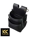 ☆フジ矢/フジヤ AB-22BG 腰袋2段 Light PU Leather シリーズ (黒金)Black×Gold