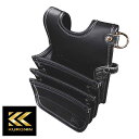 ☆フジ矢/フジヤ AB-43BG 建築薄型腰袋3段 Light PU Leather シリーズ (黒金)Black×Gold